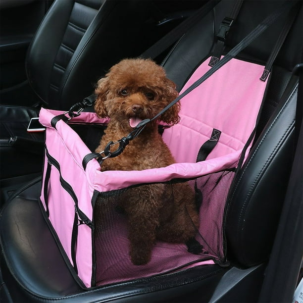 Portable Small Dog HIPPIH Collapsible Pet Booster Car Seat Cat Car Carrier with Safety Leash and Zipper Storage Pocket with 2 Support Bars